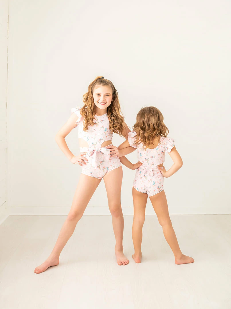 Deals π Evie's Studio Pink Floral Tie Leotard π 6 Evie's Studio Pink Floral Tie Leotard