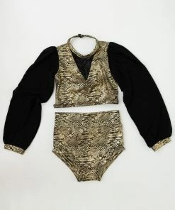 Evie's Studio Black Snakeskin Long Sleeve 2pc Leo