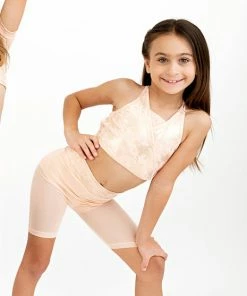 Evie's Studio Peach Snakeskin Halter Top & Mesh Bikers