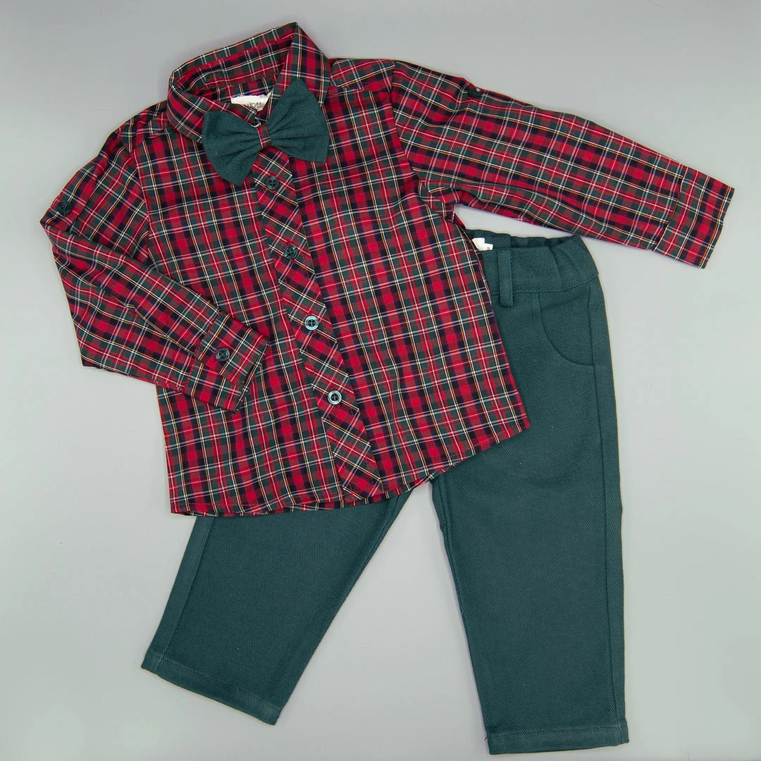 Outlet โค๏ธ My Three Sons Boys Holly Bells ๐ Shirt (no Bow Tie) โค๏ธ 3 My Three Sons Boys Holly Bells Shirt (no Bow Tie)