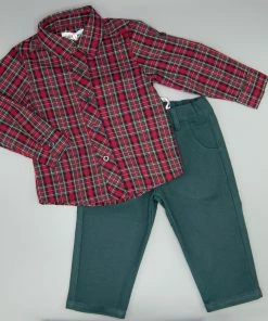 Outlet โค๏ธ My Three Sons Boys Holly Bells ๐ Shirt (no Bow Tie) โค๏ธ 7 My Three Sons Boys Holly Bells Shirt (no Bow Tie)