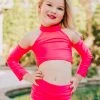 Evie's Studio Hot Pink Cold Shoulder Two Piece Leo