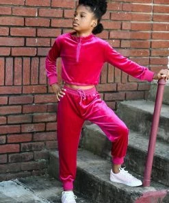 Evie's Closet Clothing Magenta Velour Tracksuit Fall & Winter