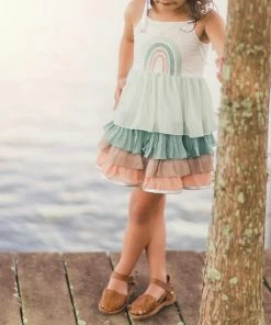 Evie's Closet Clothing Teal Rainbow Dress