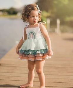Evie's Closet Clothing Spring & Summer Teal Rainbow Bubble
