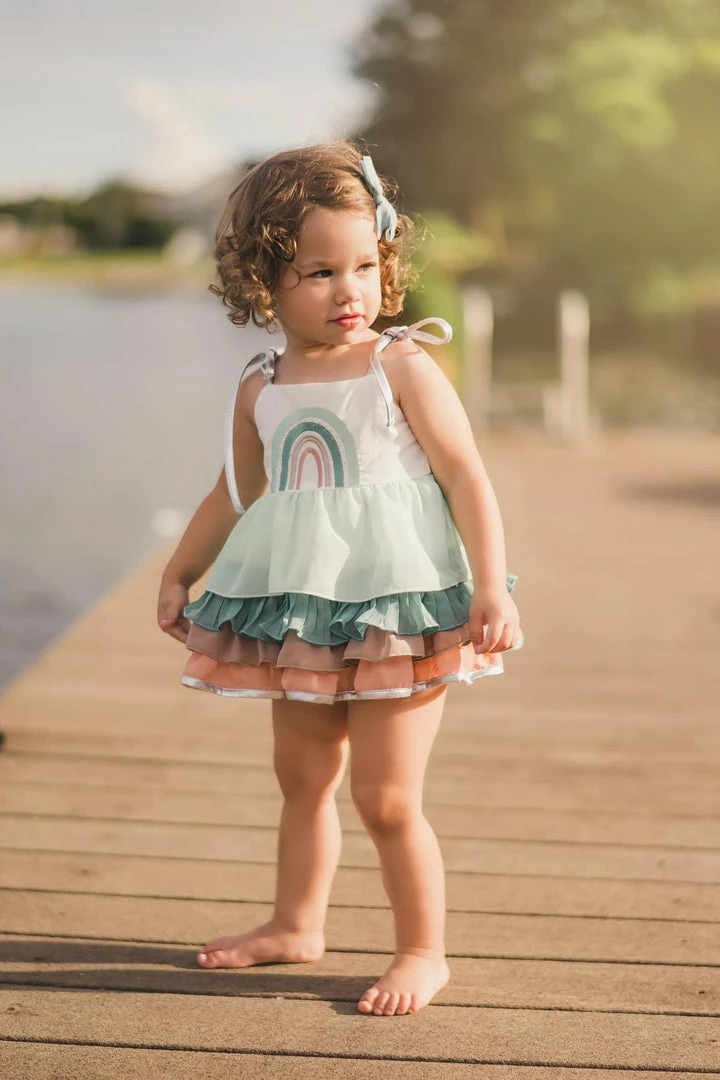 Best Sale ๐ Evie's Closet Clothing Spring & ๐ Summer Teal Rainbow Bubble ๐คฉ 1 Evie's Closet Clothing Spring & Summer Teal Rainbow Bubble