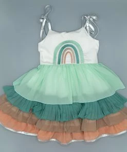 Evie's Closet Clothing Teal Rainbow Dress